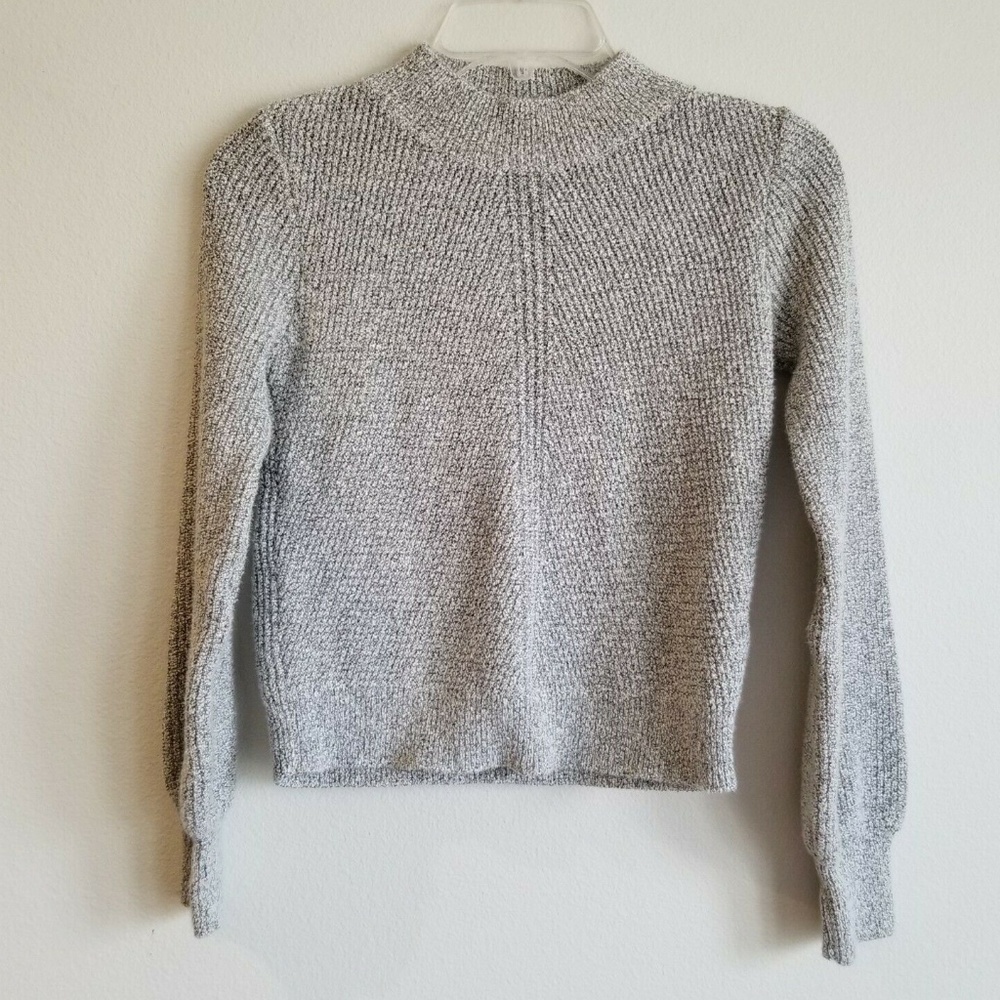 TOPSHOP Womens Gray Crew Neck Fitted Knit Sweater